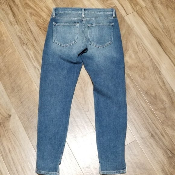 FRAME Le Garcon Low Rise Boyfriend Blue Jeans 23 Womens Slim Straight Step Ankle - Picture 7 of 12